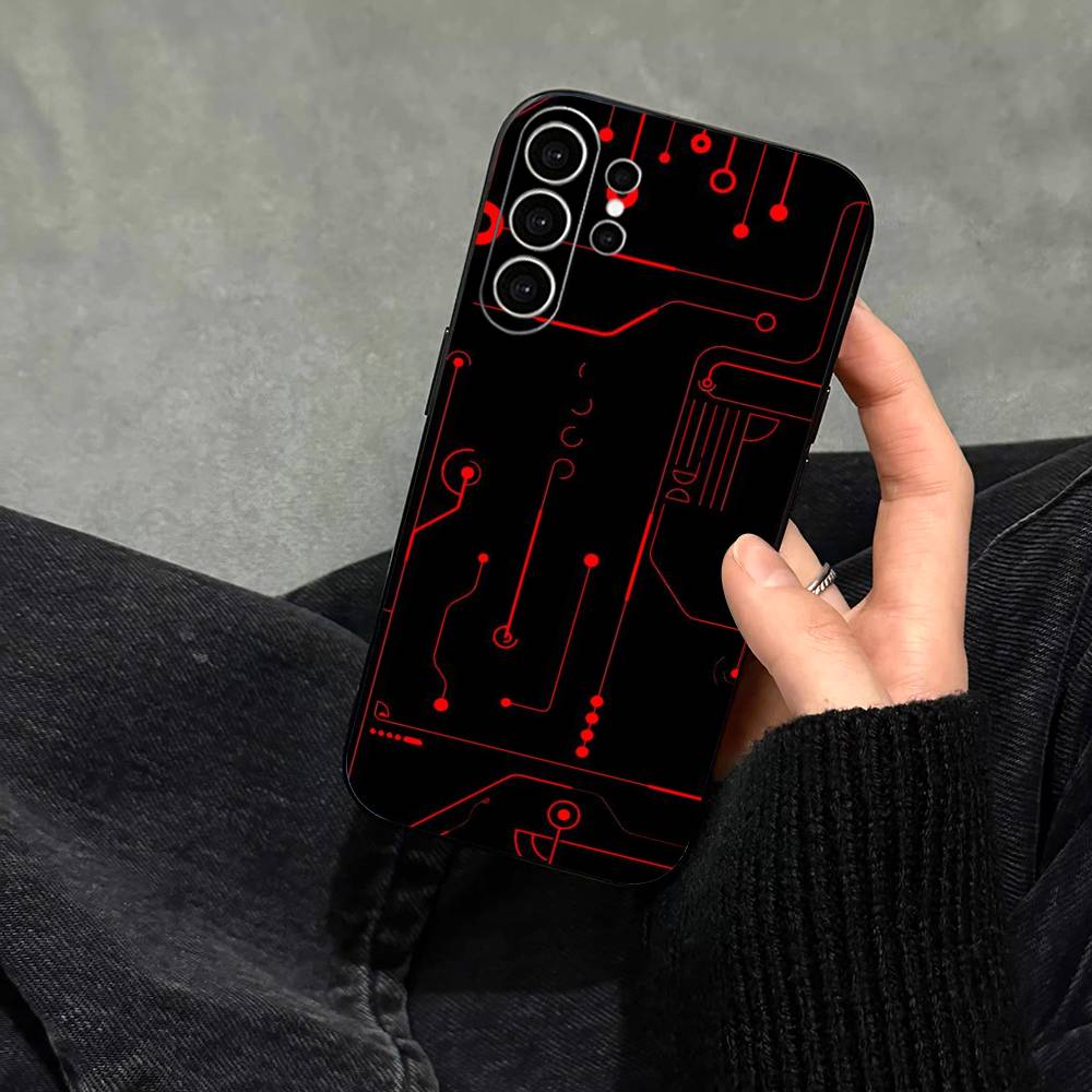Creative Circuit Board Pattern Phone Case For Samsung S25,S24,S21,S22,S23,S30,Ultra,S20,Plus,Fe,Note,10,9,5G Black Cover