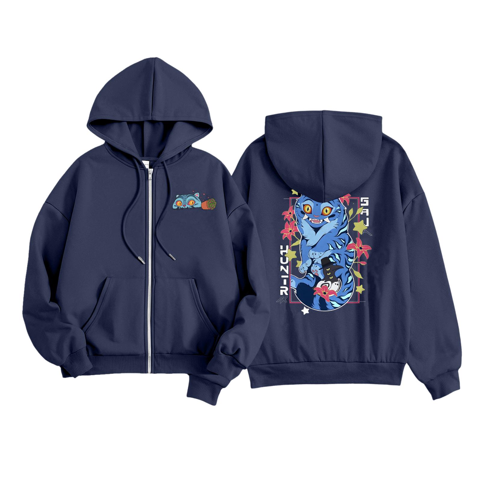 

Детская мода Женская легкая толстовка с длинным рукавом на молнии Толстовка с принтом и карманами 140