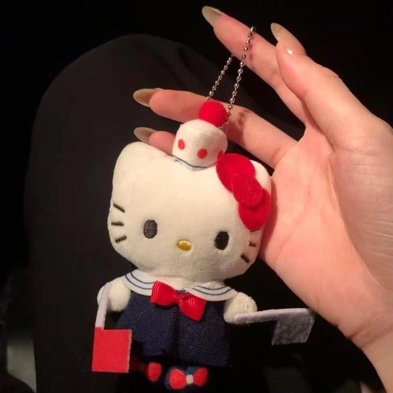 Marineblaue Hellokitty Schwarze Ledertaschenanhänger Niedliche Kt Katze Schlüsselanhänger Dekoration