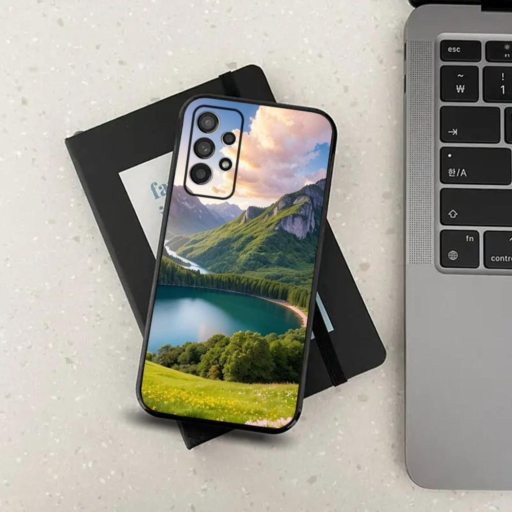 Waterfall nature Trees ship Phone Case For Samsung Galaxy A13,A21s,A22,A31,A32,A52,A53,A71,A80,A91 Soft Black Cover