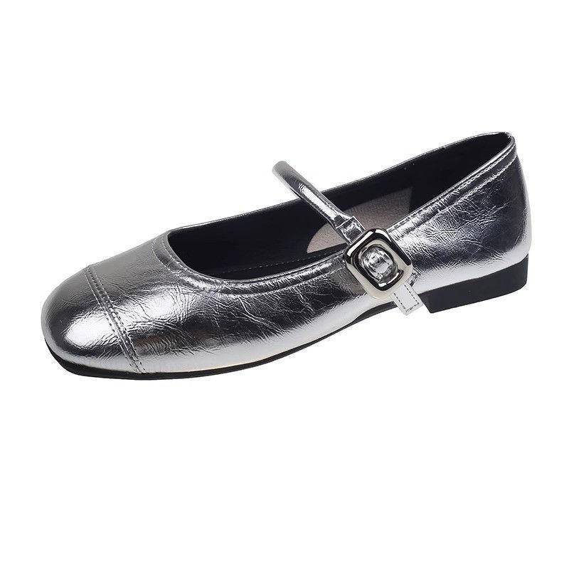 Mary Jane Shoes Shallow Buckle Single Shoes Women's 2025 Spring and Autumn New Korean Version Square Head Flat Bottom Soft Sole Comfortable Doudou Sh
