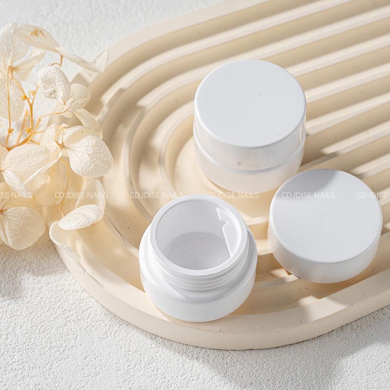 5g Nail Art Gel Storage Bottle - Pure White, Light-Proof, Anti-Overflow Ring.
