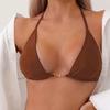 Split swimsuit women's sexy metal chain bikini neck triangle cup high fork hot-selling European and American style swimsuit women