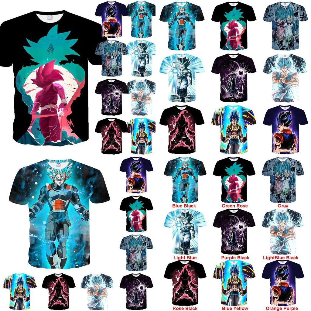 Vibrant 3d Print Dragon Ball Z Vegeta Goku Super Saiyan T-shirts For Anime Fans