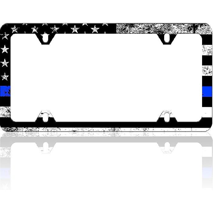Black And White Cow Print License Plate Frame Funny Spots License Plate Frames Animal Pattern Auto Accessory Bracket Stainless Steel License Plate