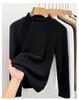 Women's Lyocell Tencel Round Neck Base Layer, Thickened Velvet Wool-Silk Long Sleeve Top for Autumn/Winter