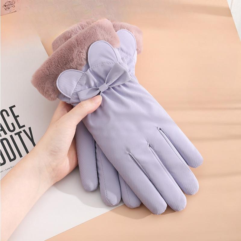 Fashionable Warm Gloves for Women In Autumn and Winter Cute Plush Warm Touch Screen Outdoor Riding Non Slip Waterproof Ski Gloves