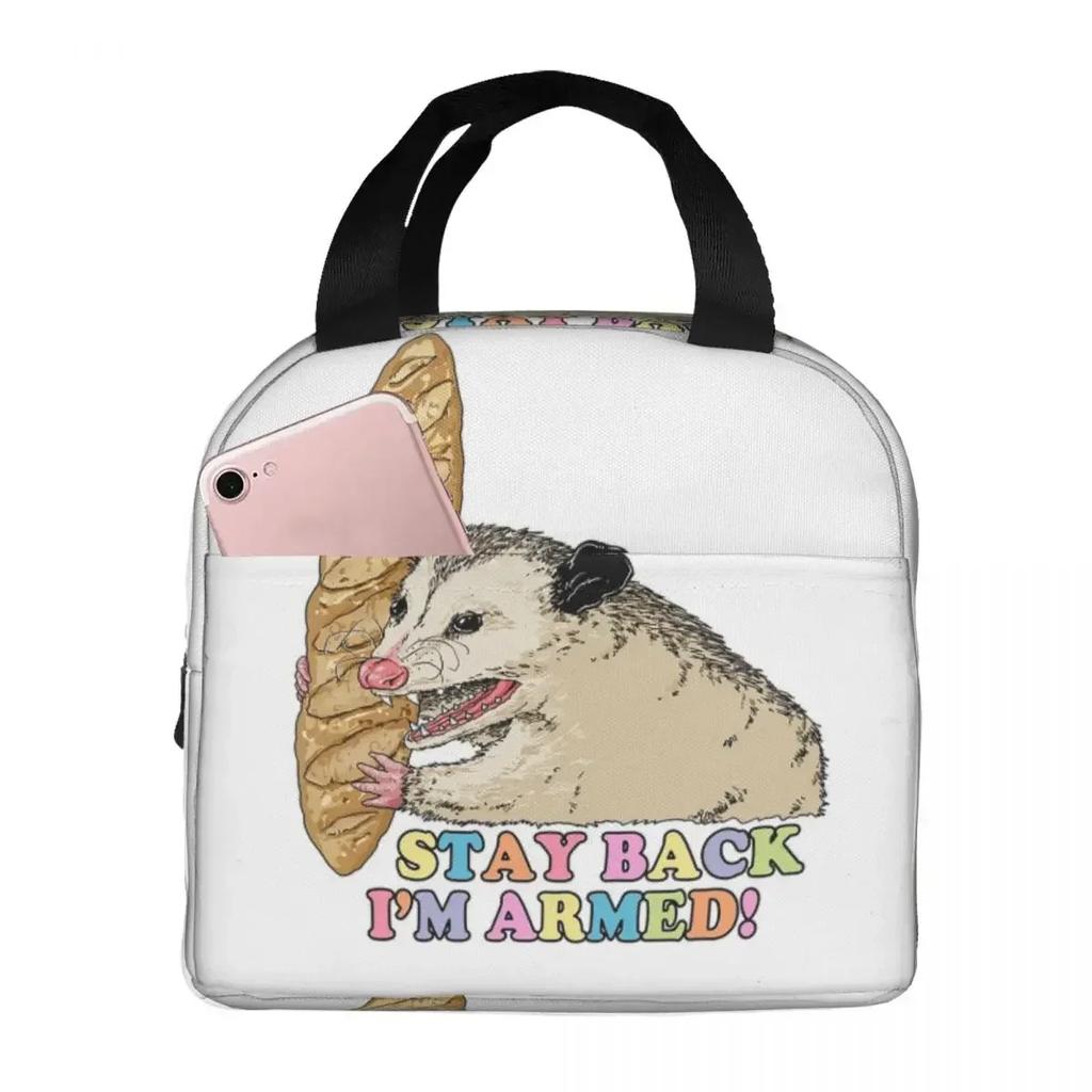 Adopt A Cat Funny Opossum Screm Animal Insulated Lunch Bag for Women Children Leakproof Food Boxes Thermal Lunch Box Tote