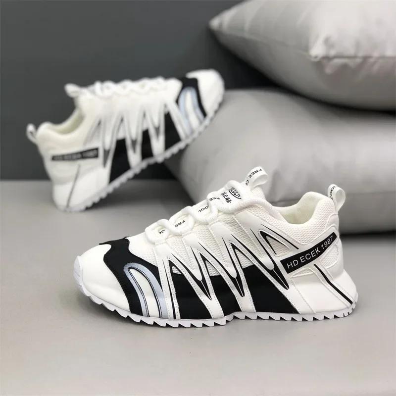 

Новые мужские кроссовки класса люкс, сетчатые дышащие, на ремешке, универсальная повседневная обувь, толстая подошва, увеличенные дышащие спортивные беговые кроссовки 44