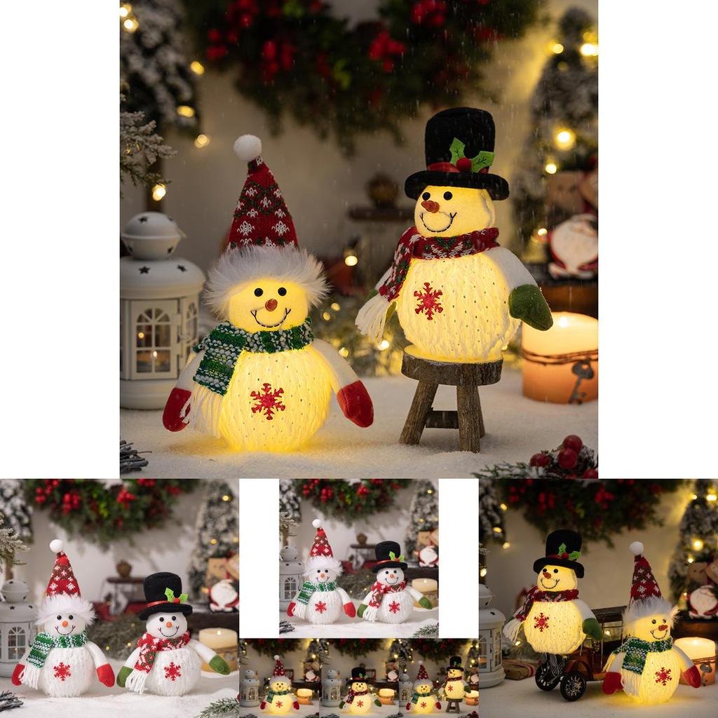 Entzückende Leuchtende Schneemannpuppe Dekoration Für Weihnachten Festliche Freude Geschenk Für Kinder