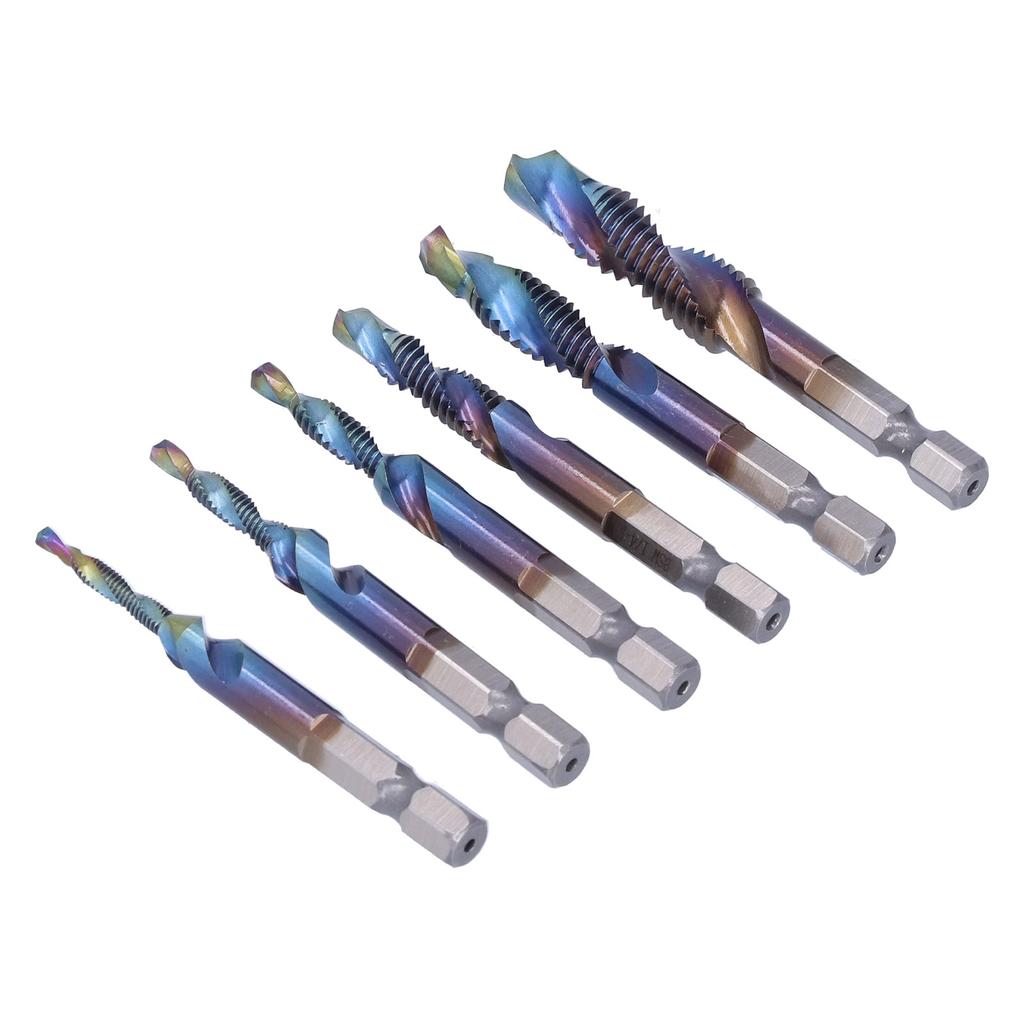 6 Stück/Satz Blau Spiralbohrer Gewindebohrer Set Schnellarbeitsstahl Bohren Gewindeschneiden Bits Britisches System
