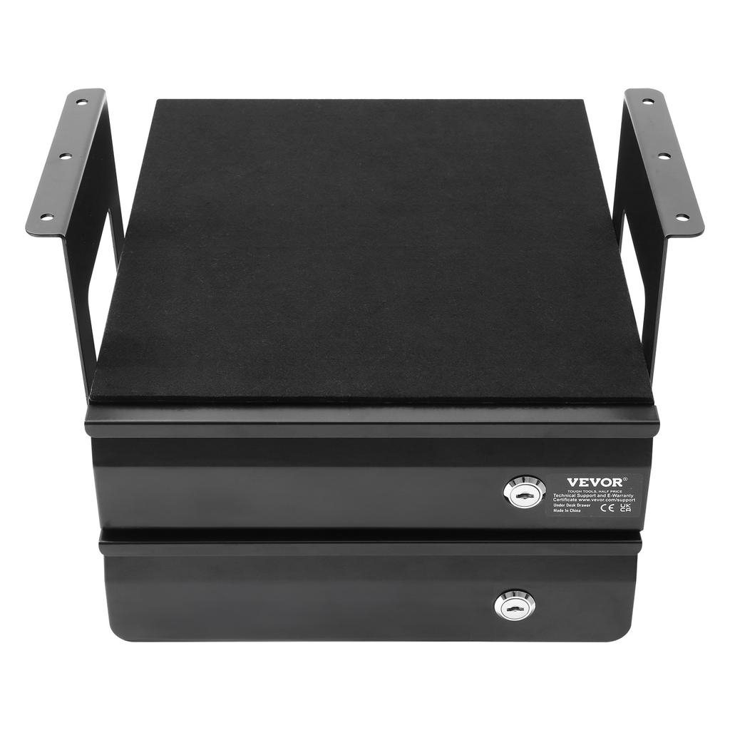 VEVOR 13" Wide Under Desk Drawer Slide Out, Under Table Pull-out Drawer Attachment, Hidden Desktop 2 Layer Storage Organizer