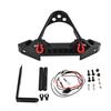 Para-choque Dianteiro de Liga Usinado CNC Preto com Manilha e Luz LED para Traxxas Trx-4 Axial Scx10 Ii Jeep
