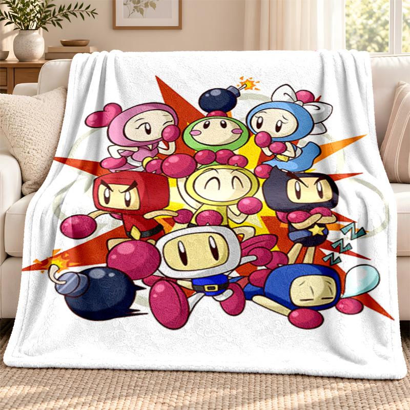 Bomberman Blanket Flannel Blanket Soft Cozy Plush Throw for Sofa Bed Lightweight Home Decoration Outdoor Camping