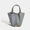 2026 Women's Genuine Leather Cowhide Basket Bucket Bag - Versatile, High-End Handbag