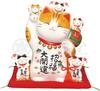 Saidō Kiln Ornament, White, Extra Large No. 9, Yakushi Kiln, Painted Lucky Cat (Piggy Bank) 7503