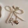 Delicate Bows Keychain Key Holder Featuring Pearls Accent And Starfish Design Fashionable Wallet Handbag Charm