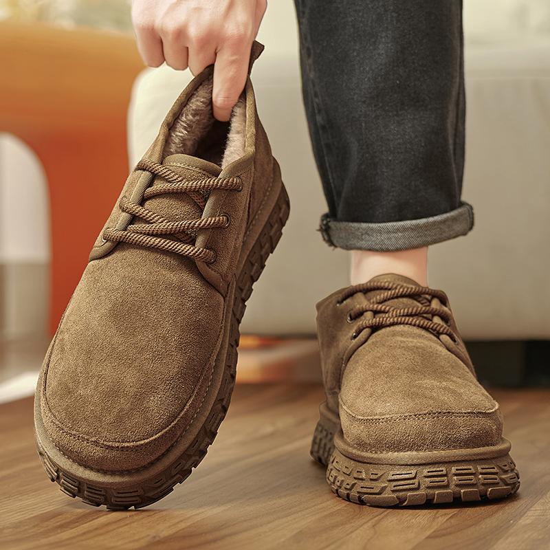 Mens Fashion Genuine Leather Short Boots Classic Men's Casual Suede Snow Boot Comfy Non-Slip Keep Warm Footwear Man Winter Boots