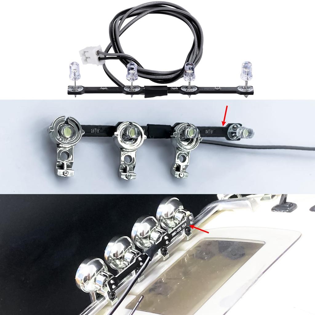 TRZX 4-LED Roof Headlight Spotlight for 1/14 Scale Tamiya Tractor 56360 FH16 750 6x4 and 56362 FH16 750 8x4 RC Car Accessories
