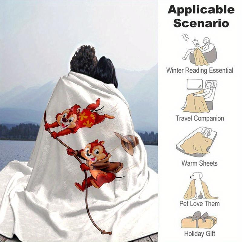 1pc, Disney Chip & Dale Adventure Blanket Perfect for Home Decor, Couch Cover, Outdoor Use, Gifts, Flannel Throw Ideal for Bedroom, Living