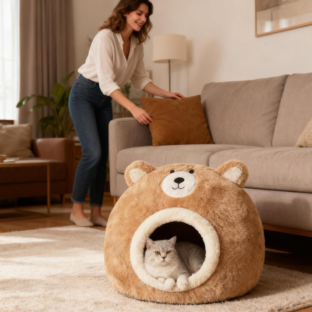 Kočičí jeskynní postel Měkký omyvatelný pohodlný stan Jeskyně pro kotě Dům pro domácí mazlíčky do interiéru i exteriéru Pro kotě štěně Vnitřní venkovní Chladné počasí Domov