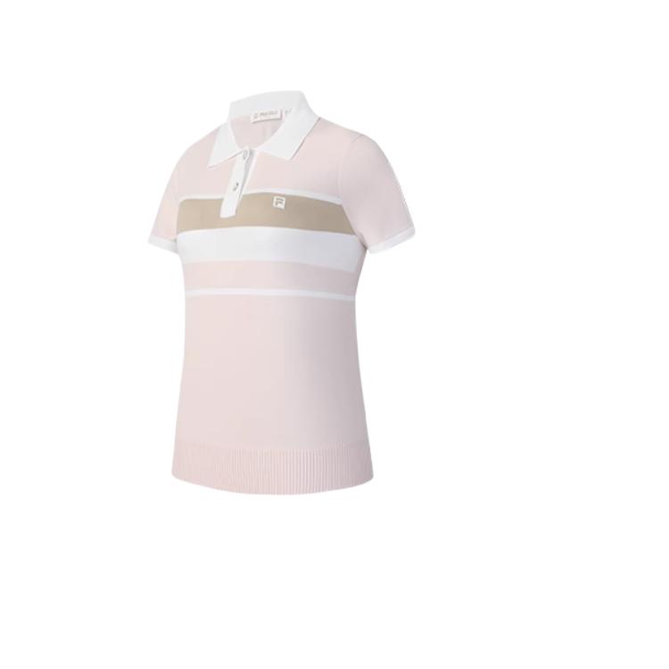 

Fila Серия Гольф Полосатая Удобная Модная Легкая Мягкая Футболка-поло с коротким рукавом Женские топы Розовый A11W525404F XL