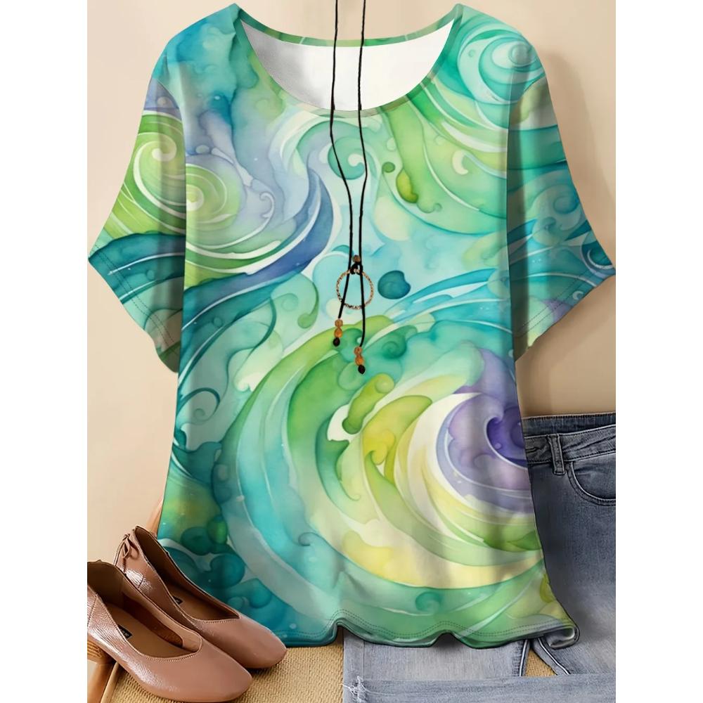 Fashion Striped Printed Women's Top Casual Versatile Short Sleeve Comfortable Breathable T-Shirts Women’s