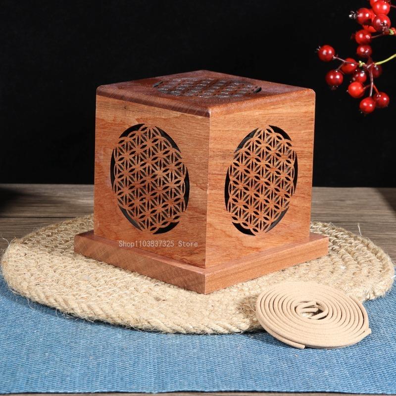Wooden Hollow Coil Incense Burners Home Indoor/tea Room Decor/Buddha Offering Incense Box/Soothing Purifying Aromatherapy Stove