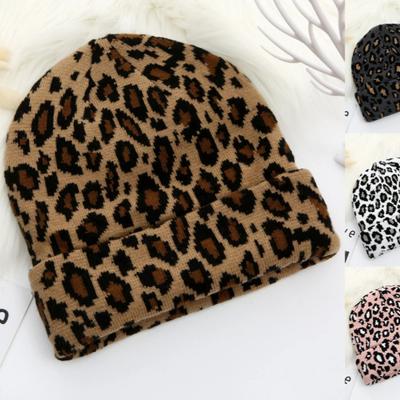 Thicken Leopard Jacquard Unisex Beanies Trendy Autumn Winter Warm Hat Hip Hop Vintage Knit Hats for Women Men