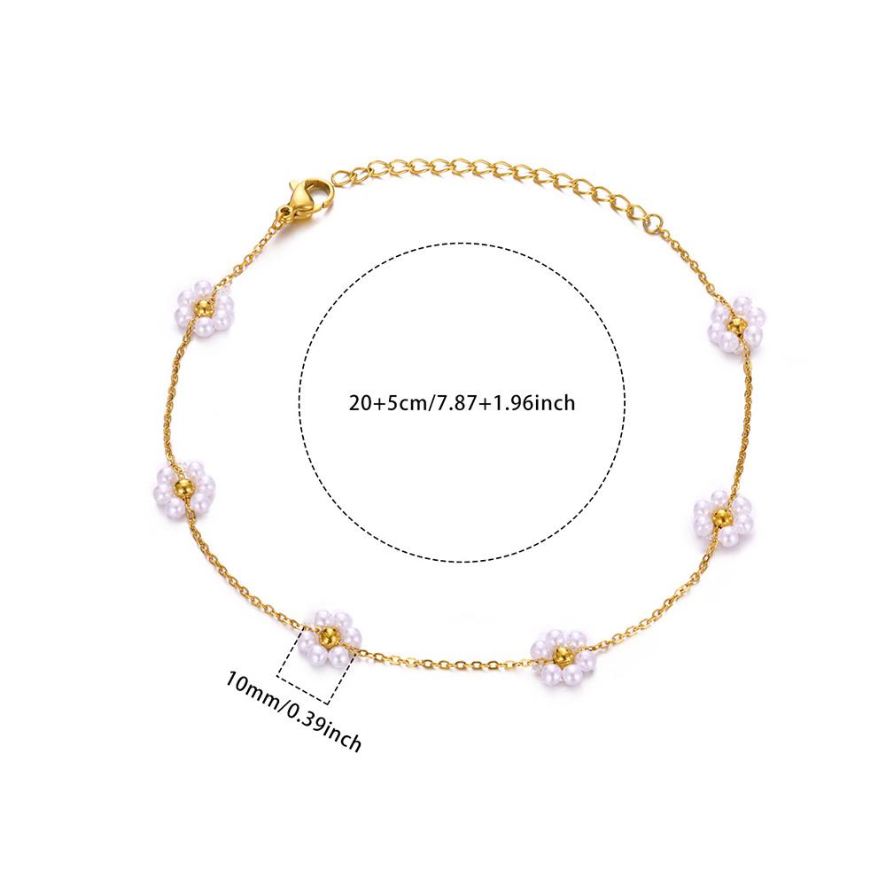 20+5cm Anklets for Women Stainless Steel Shell Starfish Imitation Pearl Leg Bracelets Gold Color Beach Summer Bodychain Jewelry