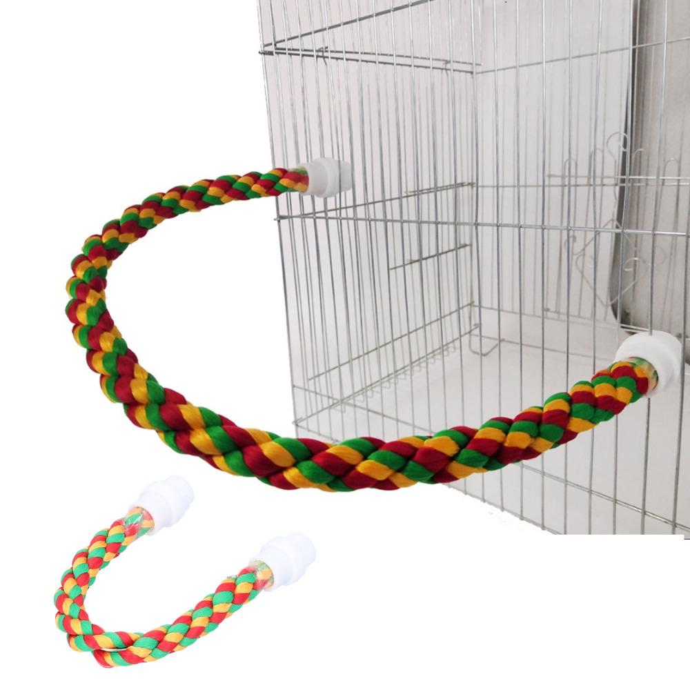 Colorful Design Cotton Rope Perch Adjustable Length U Shape Stand Bird Climbing Toy  For Parrots