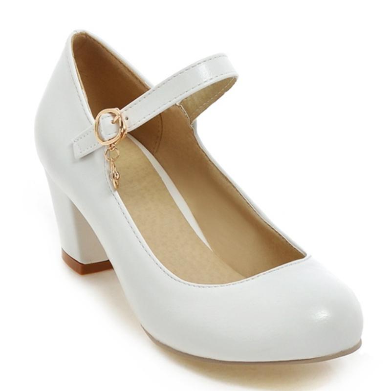 Women's Medium Heels Mary Janes Shoes 2025 Fashion Pink Black White Green Purple Heeled Party Wedding Shoes Female Dress Pumps