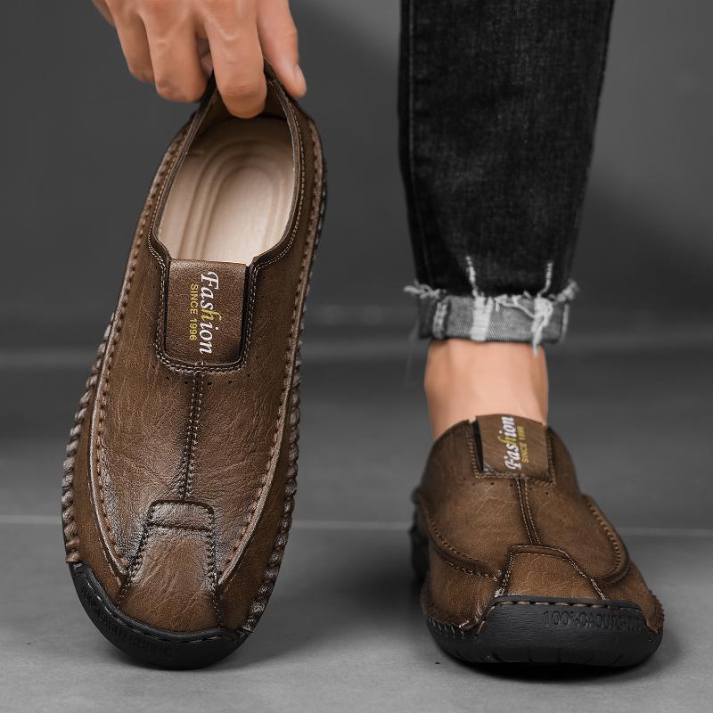 Handmade Genuine Leather Men's Casual Shoes Comfortable Moccasins Men Business Flats Shoes Driving Shoes