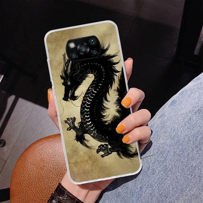 Asian Dragons Animal Tattoo Phnoe Case for Xiaomi Poco X5 X6 X7 Pro X4 Gt F7 Ultra M8 M7 Redmi 15C 15 13C 13 12C 12 Unique Cover