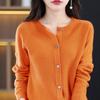 Damen S Rundhals Gestrickter Cardigan Langarm Herbst Oberbekleidung