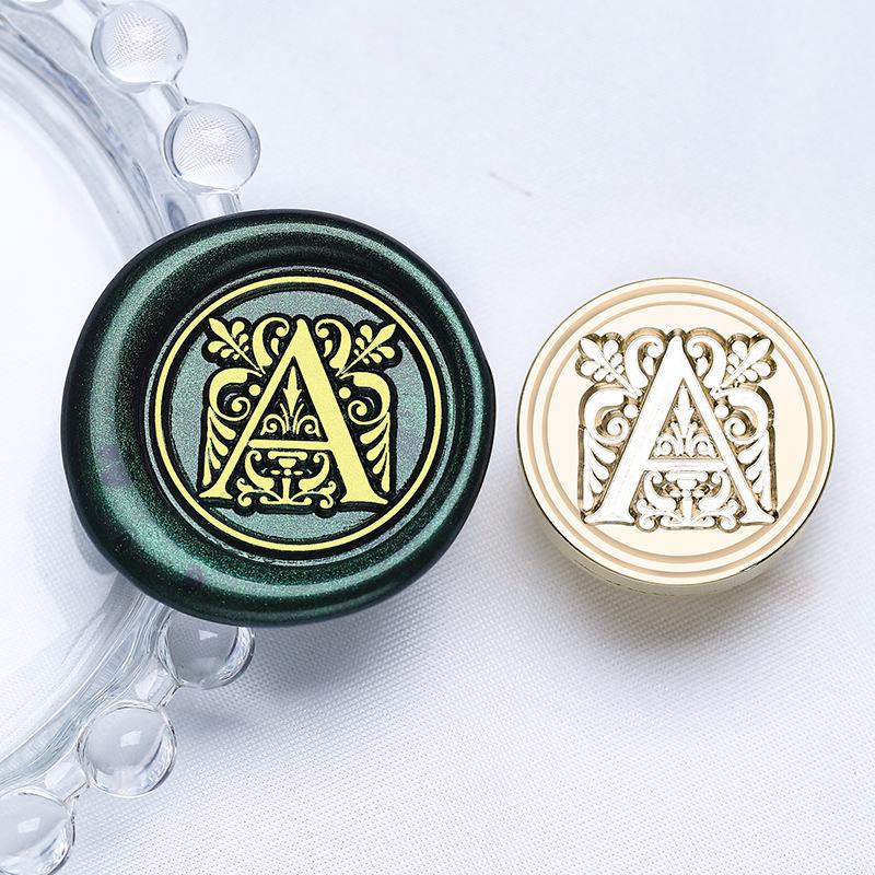 Европейский стиль 26 букв Круглая печать из латуни с огненной лакировкой Пригласительное свадебное письмо Ручной дневник Восковая печать Штамп Товары для рукоделия