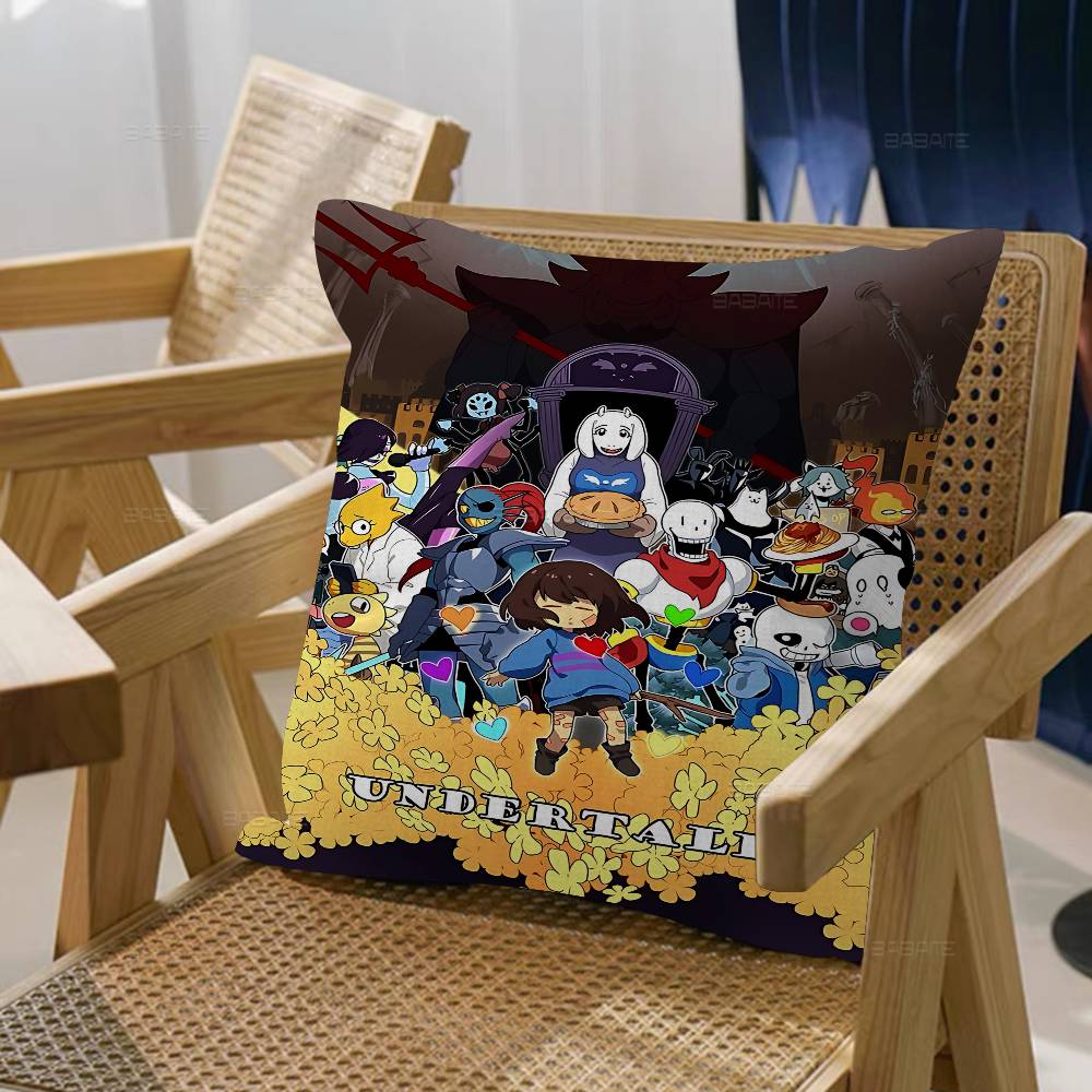 Anime Undertale Game Pillow Covers Cartoon Sofa Decorative Home Double-sided Printing Short Plush Cute Cushion Cover