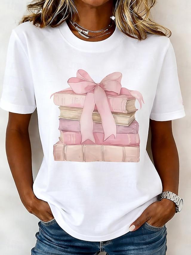Women's Trendy Floral Graphic Print T Shirt, Crew Neck Short Sleeve Regular Casual Tops, Mixed Color Styles for Daily Summer