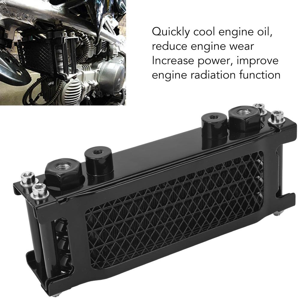 Motorcycle Oil Cooler Kit, Engine Oil Cooling Radiator, Oil Cooling Radiator System Kit, Aluminum 4-Row High Efficiency Replacement, for Monkey 125 50