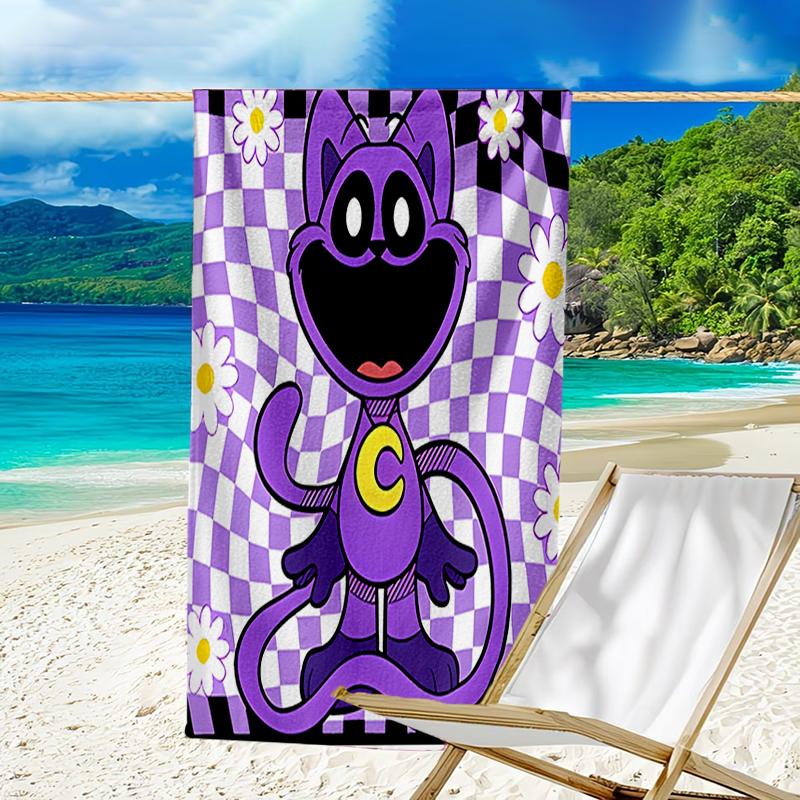 proof beach towel with a Poppy Playtime pattern - soft,absorbent,quick-drying,machine washable - perfect for swimming,camping,bathing