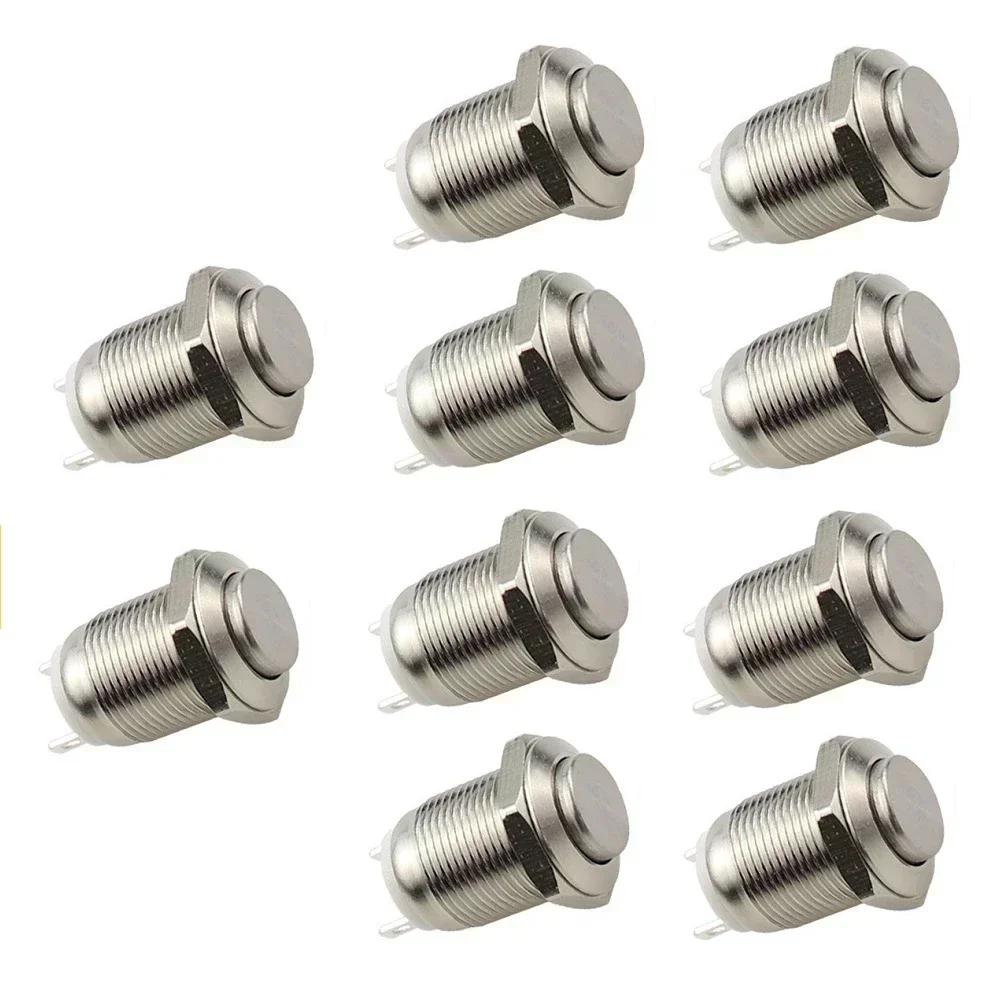 12mm Push Button Metal Momentary Switch Nickel-plated Brass Material Stainless Steel Construction Waterproof Protection