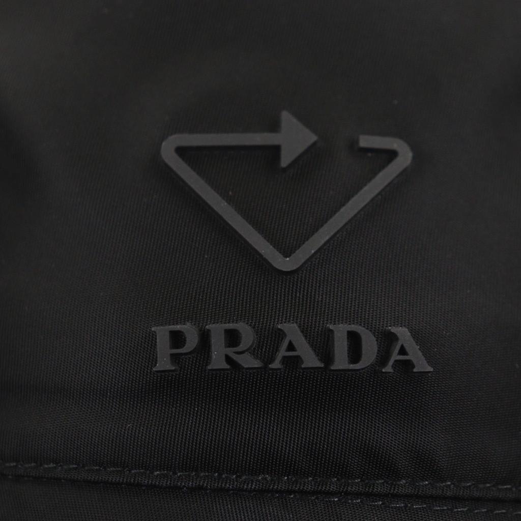 Excellent PRADA Hat With Logo Hat Bucket Black Recycled Polyamide Mens S 2HC137 Used