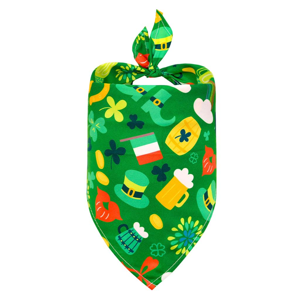 St Patricks Day Pet Bibs Adjustable Clover Pet Triangular Bandanas Creative Neckwear Gift for Small To Medium-Sized Pets