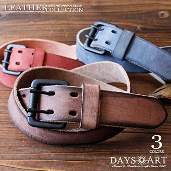 Genuine Large Nubuck Double Buckle Vintage Finish [Days Art] Belt, Leather, Cowhide, Size, Long, Leather, Brushed, Hole, Belt,