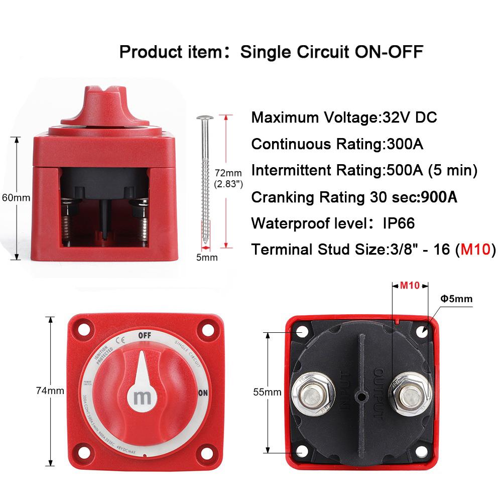12V-48V 100A-300A Car RV Single tractor Circuit cutter Selector Isolator Disconnect Switch Rotary Battery Camper Accessories