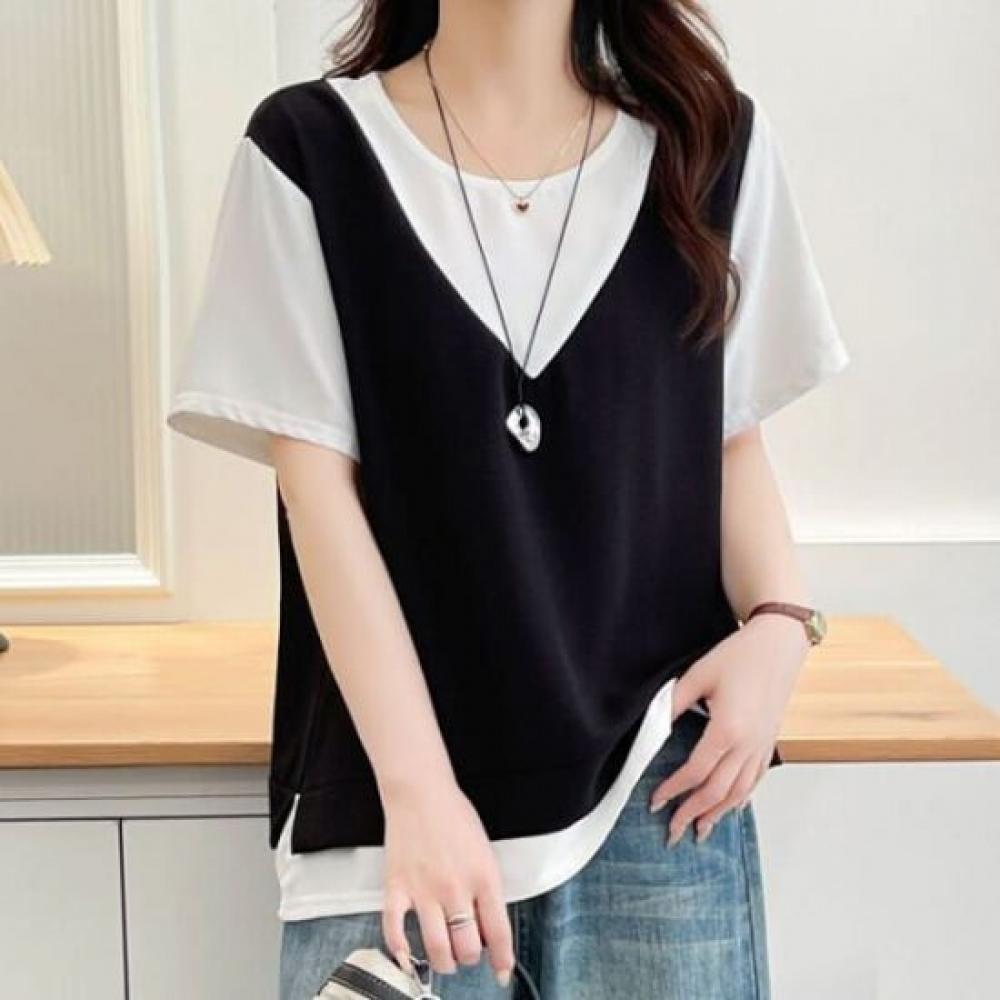 Navava Women 2in1 Round Neck ShorT Sleeve T shirT nT2702