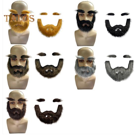 Fake Mustache And Eyebrow Set Self-Adhesive Fake Beard Costume Accessory Cosplay Prop for Masquerade Theater Stage