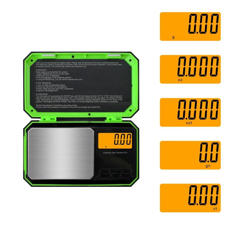 High Precision Professional Digital Milligram Scale 200g/0.01g Portable Jewelry Gram Scale Digital Food Scale LCD Display One-Touch Conversion 6 Units