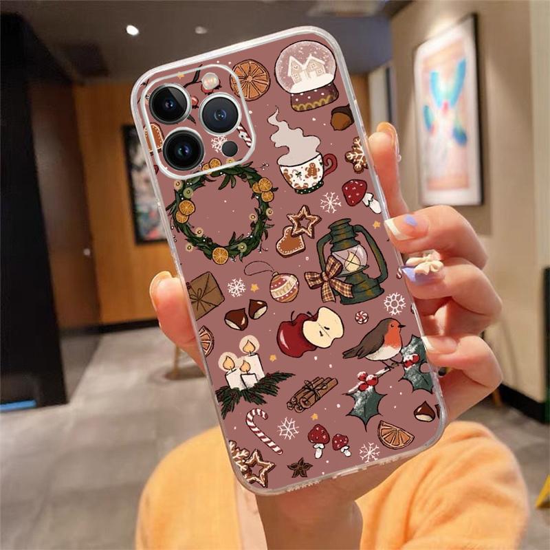 

Christmas Aesthetic Cartoon Cute Phone Case Carcasa Funda For iPhone 16 15 13 14 11 12 Pro Max 16 14 12 13 Pro 15 Plus 16E Case iphone 15ProMax
