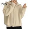 Women Sweater Coat Solid Color Lapel Long Sleeve Double Zipper Fly Design Knitting Coat Casual Commuting Style Outwear